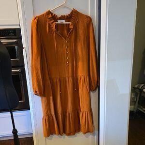 Calvin Klein Orange Long Sleeve Dress